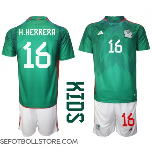 Mexiko Hector Herrera #16 Replika babykläder Hemmaställ Barn VM 2022 Kortärmad (+ korta byxor)